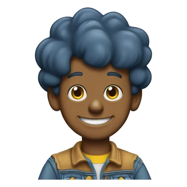 smiling boy in denim outfit. “The simpsons” like character  sticker