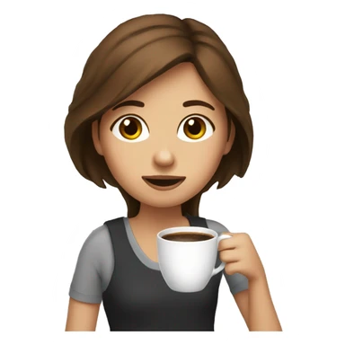 A girl with brown hair drinking coffee sticker