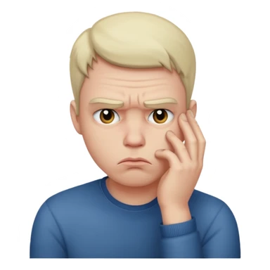 Man pouting, head in hand sticker