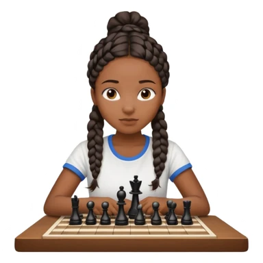 black girl with braid playing chess sticker