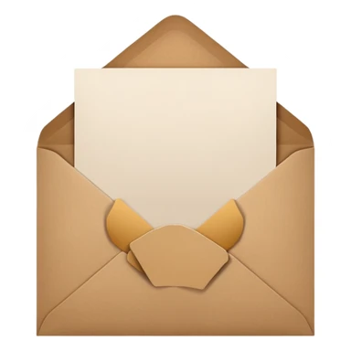 blank greeting card open with brown envelope next to it sticker