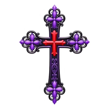 Gothic tall black and red and purple cross with white laces sticker