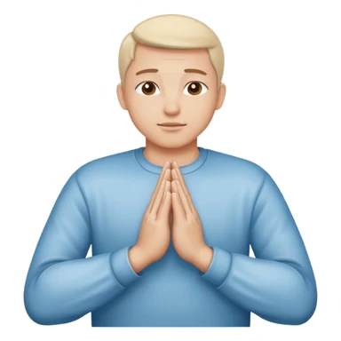 Create an Apple-style emoji of two hands pressed together in a praying gesture. The hands should be simplified, smooth, and cartoon-like, with soft gradients and glossy highlights typical of iOS emojis. Show only the hands, with no arms or background, isolated on a transparent background. sticker