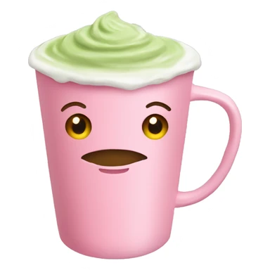 matcha latte in pink cup sticker