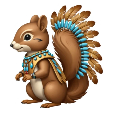 Full Robotic squirrel wearing native American regalia with feathers and beads sticker
