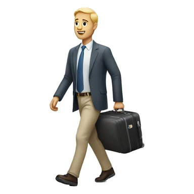 White man Walking with luggage sticker