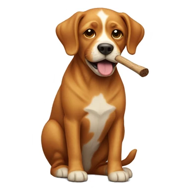 Ginger dog with stick on mouth sticker
