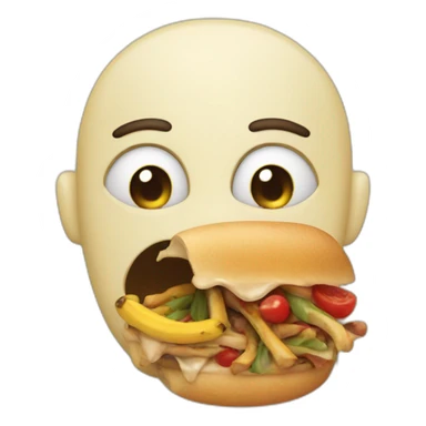 Face with dregs of food in its mouth sticker