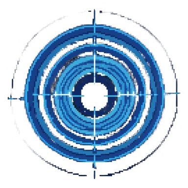 Glowing blue orb with expanding circles, color #3b82f6 with lighter glow, concentric circles pattern, expansion indicator, subtle energy effect, 32x32 pixels sticker