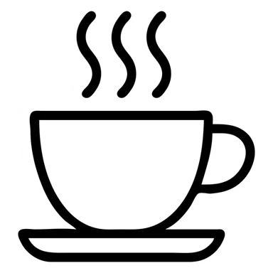 steaming coffee cup, icon style, minimalistic, rounded edges sticker