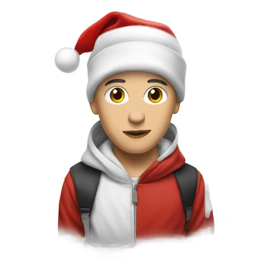 Eminem with a Christmas hat sticker