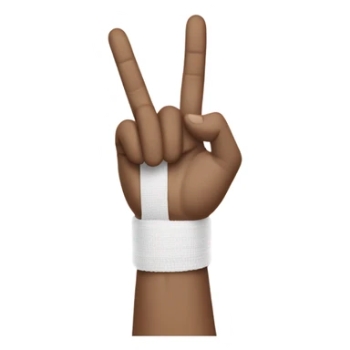 emoji hand gesture resembling "I Love You" in sign language, with a white bandage or wrapping around the hand sticker