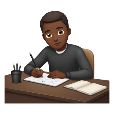 black man writing at a desk sticker