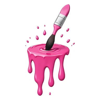 flying art brush dripping pink slop sticker