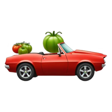 tomato headed man driving a red camaro sticker