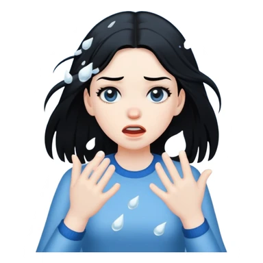 Girl with black hair getting hit by hail sticker