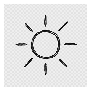 minimalist hand drawn black outline of a sun on a white clean background sticker