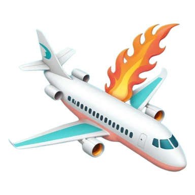 Minimalist flame combined with airplane outline icon, thin contour, monoline vector, premium travel promo emoji, aqua teal and light coral, transparent background, 512x512 sticker