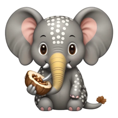 A poke a dotted elephant eating a squirl sticker
