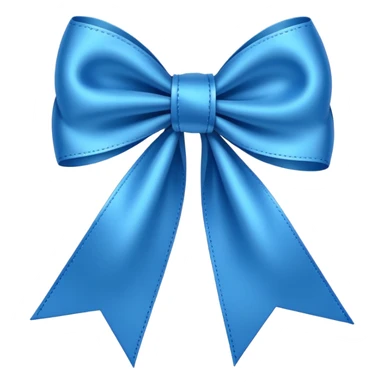 blue ribbon bow, simple, shiny sticker