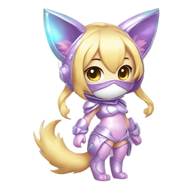 Pastel-Catgirl-Chibi-Sona-Shiny-Fakémon with a mask full body sticker