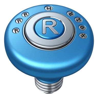 blue car gear shift stick with R for reverse highlighted sticker