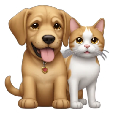 Chien qui fait un câlin à un chat  sticker