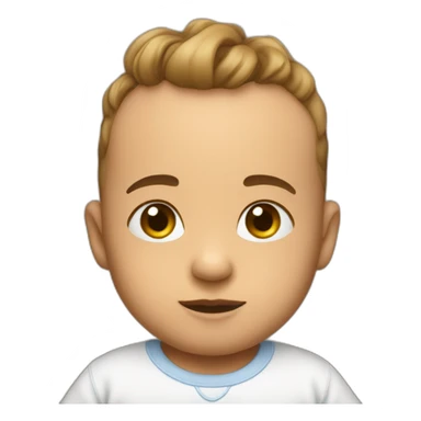 A baby wearing a big pipi Randy shirt sticker