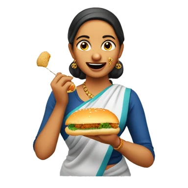 a marathi lady eating wadapav sticker