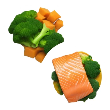 Dish with salmon,brocoli and pumpking pure  sticker