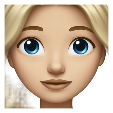 White girl with long voluminoush brown hair with blonde highlights balayage, blue eyes sticker