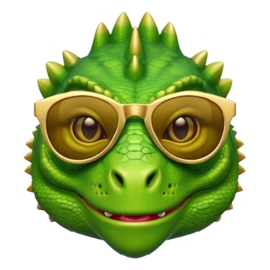 rich capitalist iguana head with golden glossy sunglasses sticker