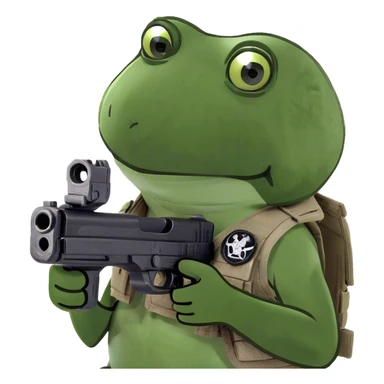 holding a gun sticker