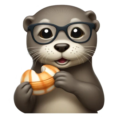 Otter with glasses holding clam sticker