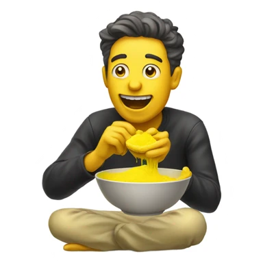 Expressive guy eating up yellow sludge sticker