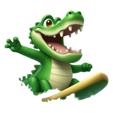 Happy alligator surfing sticker