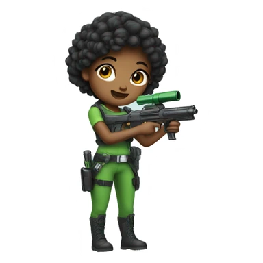girl with green blaster sticker