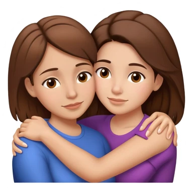 Hispanic mother and teen daughter brown hair hugging sticker