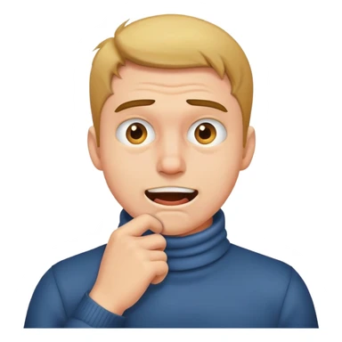 apple style, guy tugging collar, grimacing face sticker