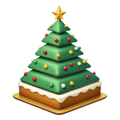 flat cake that looks like christmas tree, it is whole layered with white cream and has sharp corners sticker