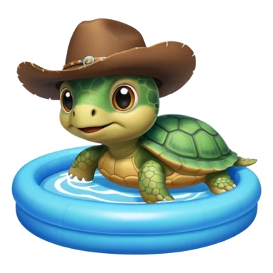 Cute blow up pool turtle with a cowboy hat sticker