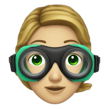 woman diving mask with green eyes sticker