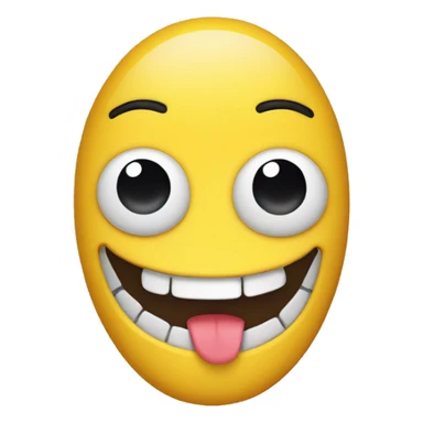 happy emoji with yellow bone sticking out its mouth  sticker
