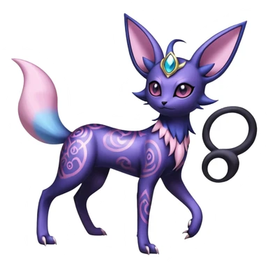 Shiny Exotic Badass Ethereal Royal Mysterious Gothic Noibat-Espeon-Umbreon-Sylveon-Pokémon-Fakémon-hybrid-creature (full body) with random pattern-markings sticker