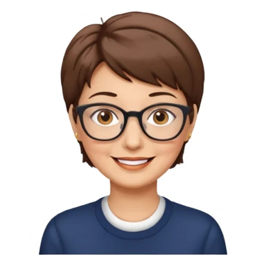 Woman 60, brown short hair hair, brown eyes, smiling sticker