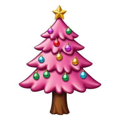 Crea un arbol de navidad en color rosa que parezca de caramelo Agrega luces navideñas sticker