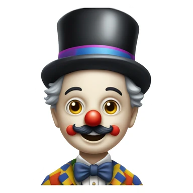 Charlie Chaplin en costume de clown très coloré, il peut aussi jongler. sticker