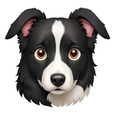 all black border collie with downturn ears  sticker