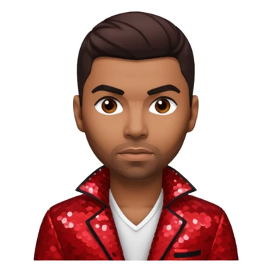 Ginuwine with dark brown hair, red sequin outfit sticker