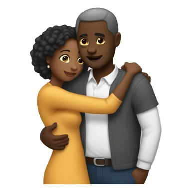 Black man and wife hug. sticker